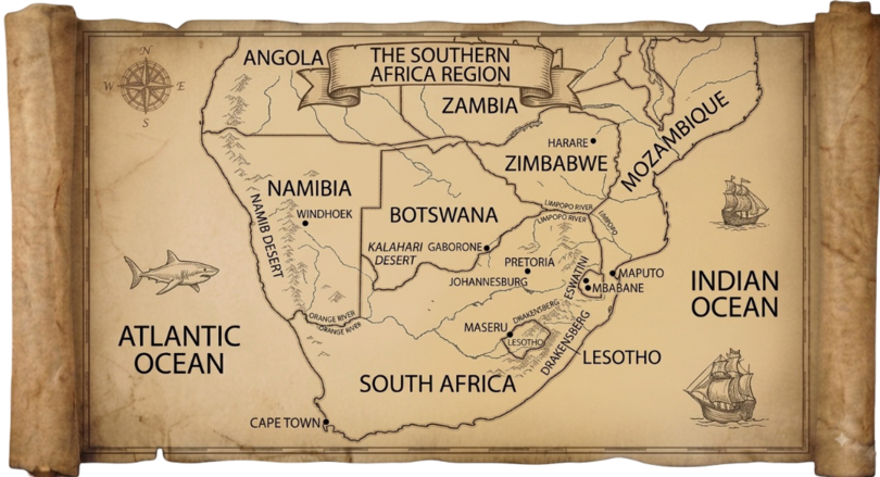 Southern Africa map