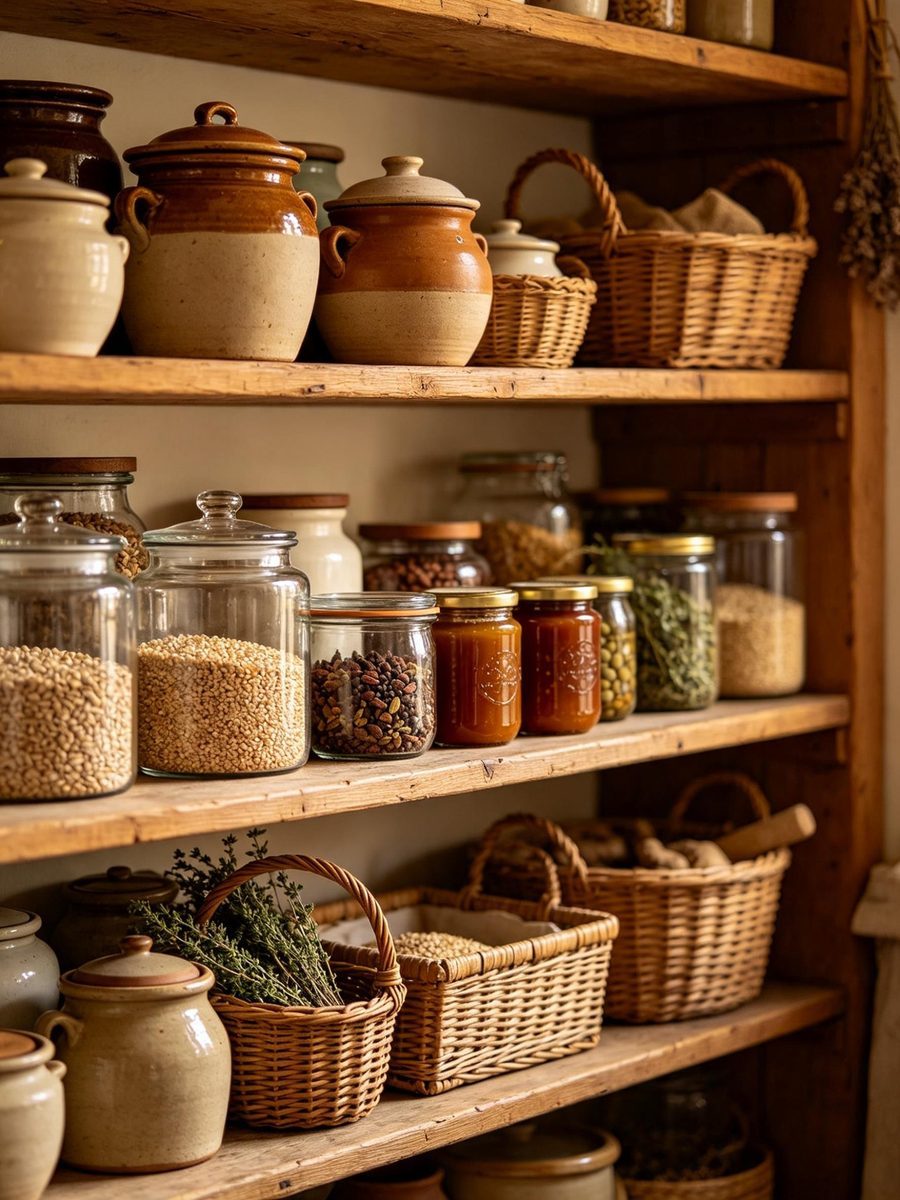Spices and spice blends laid out on a wooden counter