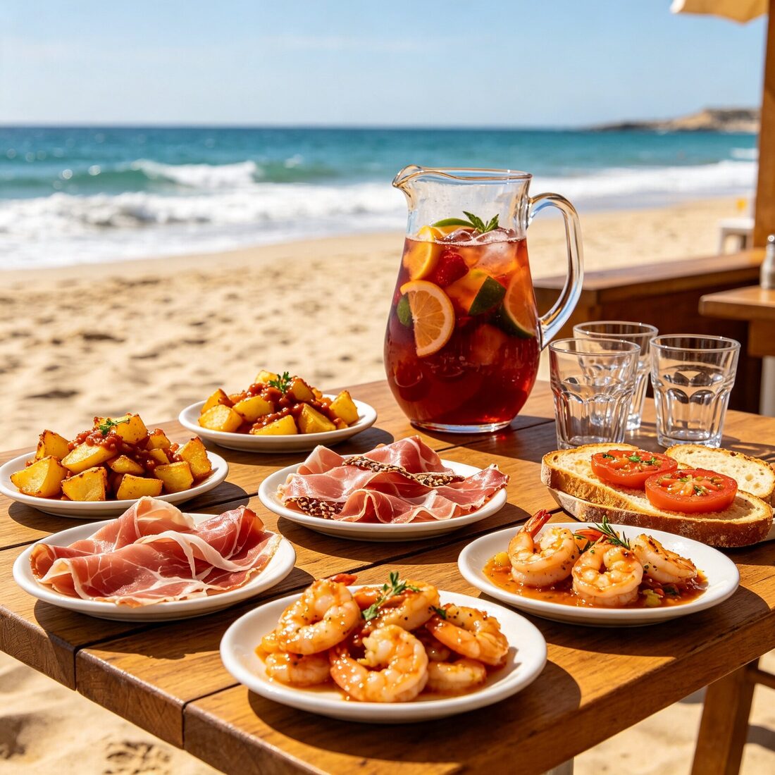 Spanish tapas on the beach