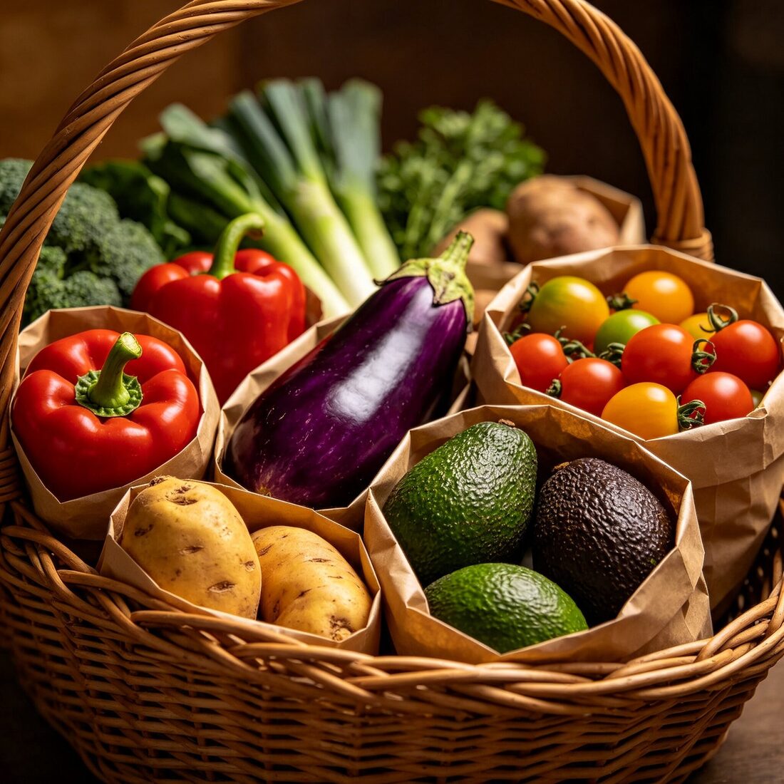 A basket of fresh vegetables