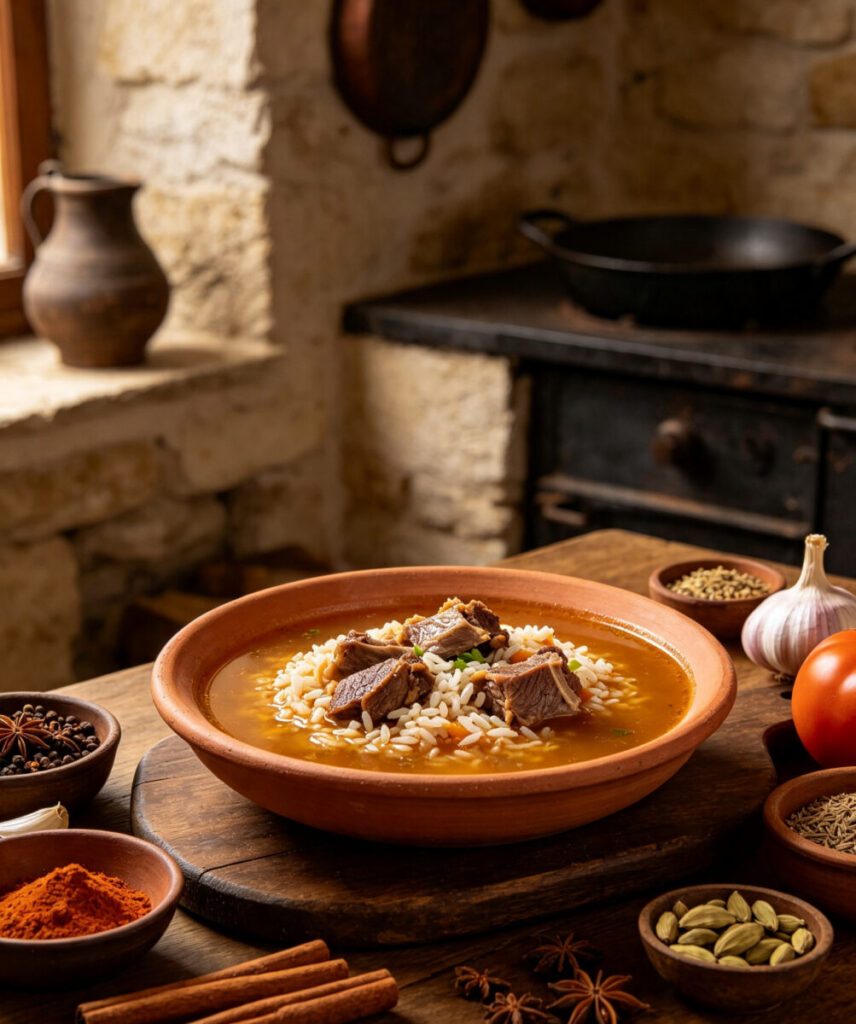 Iraqi Quzi Broth (Rice-Lamb Stock Base)